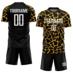 Benutzerdefinierte schwarz weiß-gold abstrakte Netzwerk Splash Sublimation Fußball Uniform Trikot