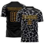 Benutzerdefinierte schwarz grau-gold abstrakte Netzwerk Splash Sublimation Fußball Uniform Trikot