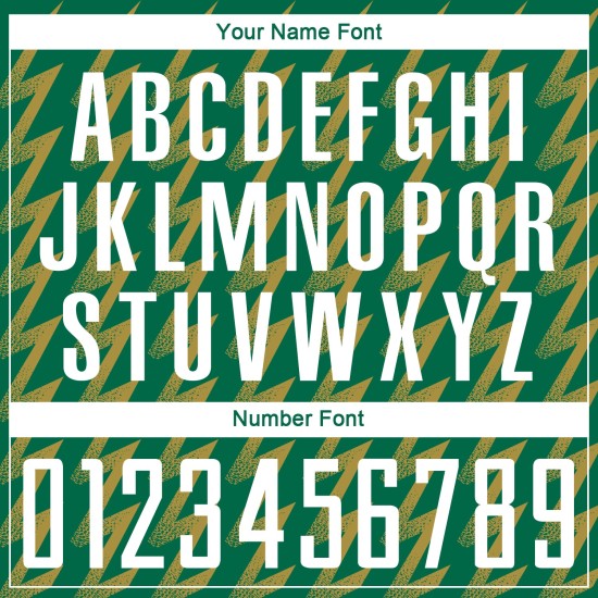 Benutzerdefinierte Kelly Green Weiß-Altgold Zickzack Form Sublimation Fußball Uniform Trikot