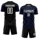 Benutzerdefinierte schwarz weiß-königsblau abstrakte Netzwerk Splash Sublimation Fußball Uniform Trikot
