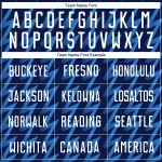 Benutzerdefiniertes Marineblaues, weiß-puderblaues Sublimations-Fußballtrikot in Zickzack-Form