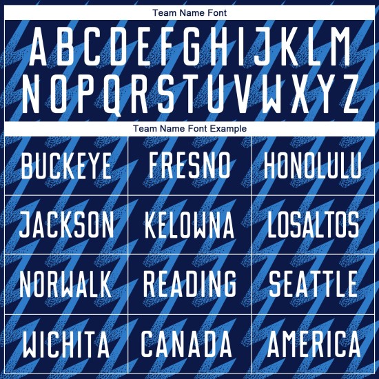 Benutzerdefiniertes Marineblaues, weiß-puderblaues Sublimations-Fußballtrikot in Zickzack-Form