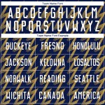 Benutzerdefiniertes Marine-Weiß-Altgold-Sublimations-Fußballtrikot mit Zickzack-Form