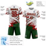 Benutzerdefinierte weiß rot-grün abstrakte Fragment Kunst Splash Sublimation Fußball Uniform Jersey