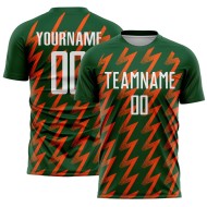 Benutzerdefinierte grün weiß-orange Zickzack-Form Sublimation Fußball Uniform Trikot