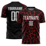Benutzerdefinierte schwarz weiß-rot abstrakte Netzwerk Splash Sublimation Fußball Uniform Trikot