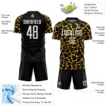 Benutzerdefinierte schwarz weiß-gold abstrakte Netzwerk Splash Sublimation Fußball Uniform Trikot