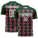 Benutzerdefinierte grün weiß-rosa Zickzack-Form Sublimation Fußball Uniform Trikot