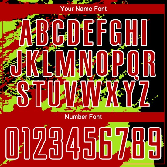 Benutzerdefinierte schwarz rot-neongrün abstrakte Fragment Kunst Splash Sublimation Fußball Uniform Trikot