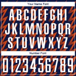 Benutzerdefiniertes Marineblaues, Weiß-Orangefarbenes Sublimations-Fußballtrikot