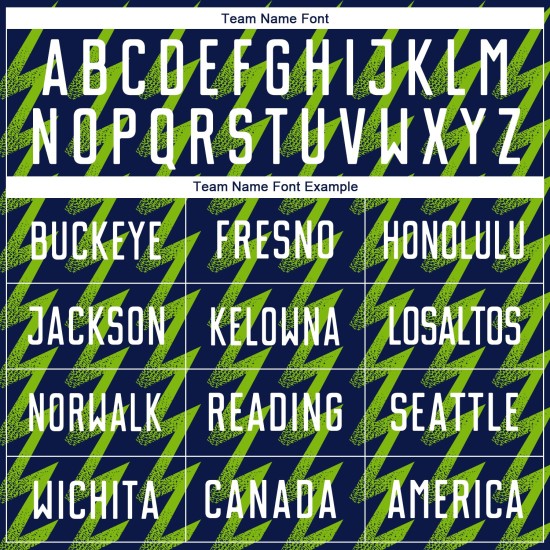 Benutzerdefiniertes Marineblaues, Weiß-Neongrünes, Zickzack-förmiges Sublimations-Fußballtrikot