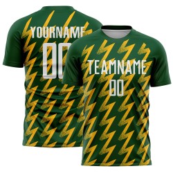 Benutzerdefinierte grün weiß-gold Zickzack Form Sublimation Fußball Uniform Trikot