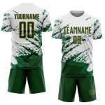 Benutzerdefinierte weiß grün Kelly Grün-Gold abstrakte Fragment Kunst Splash Sublimation Fußball Uniform Jersey