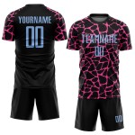 Benutzerdefinierte schwarz hellblau-rosa abstrakte Netzwerk Splash Sublimation Fußball Uniform Jersey