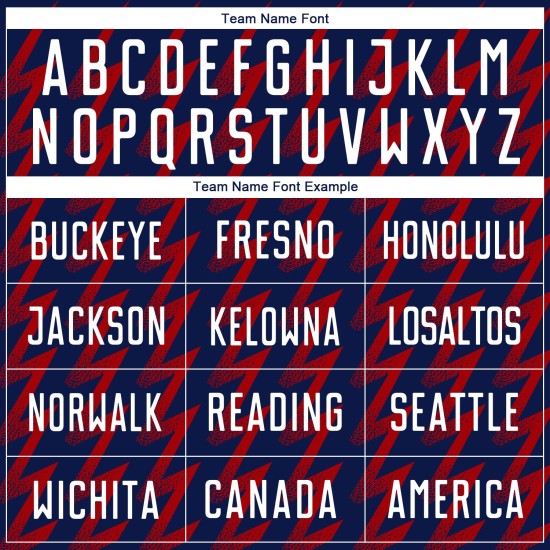 Benutzerdefinierte Marine weiß-rot Zickzack Form Sublimation Fußball Uniform Trikot