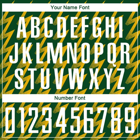 Benutzerdefinierte Kelly Green Weiß-Gold Zickzack Form Sublimation Fußball Uniform Trikot