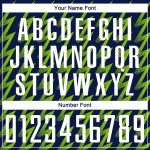 Benutzerdefiniertes Marineblaues, Weiß-Neongrünes, Zickzack-förmiges Sublimations-Fußballtrikot