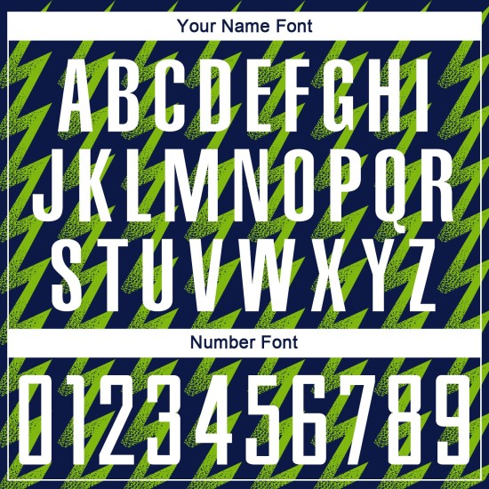 Benutzerdefiniertes Marineblaues, Weiß-Neongrünes, Zickzack-förmiges Sublimations-Fußballtrikot