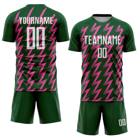 Benutzerdefinierte grün weiß-rosa Zickzack-Form Sublimation Fußball Uniform Trikot