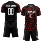 Benutzerdefinierte schwarz weiß-rot abstrakte Netzwerk Splash Sublimation Fußball Uniform Trikot
