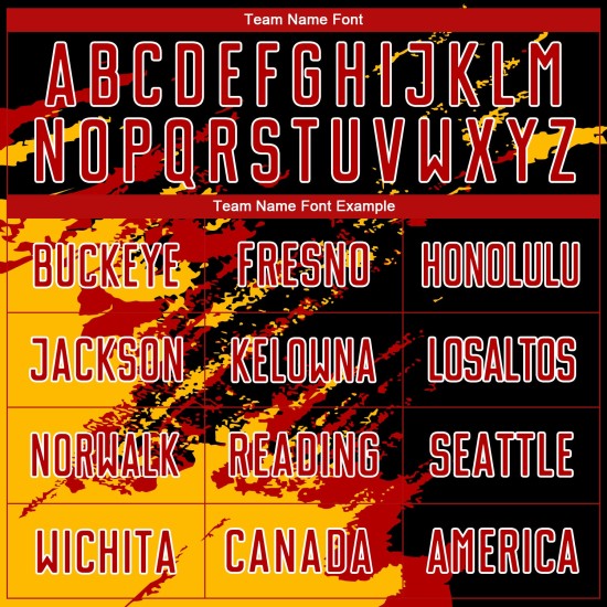 Benutzerdefinierte schwarz rot-gold abstrakte Fragment Kunst Splash Sublimation Fußball Uniform Trikot