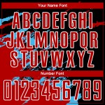 Benutzerdefinierte schwarz rot-himmelblau abstrakte Fragment Kunst Splash Sublimation Fußball Uniform Jersey Benutzerdefinierte schwarz rot-himmelblau abstrakte Fragment Kunst Splash Sublimation Fußball Uniform Jersey