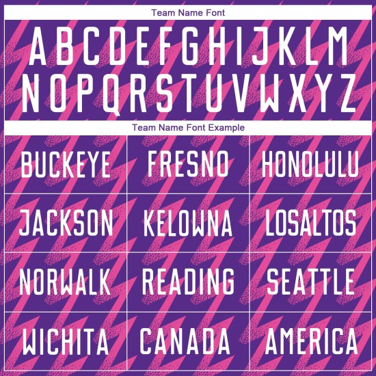 Benutzerdefinierte Lila Weiß-Rosa Zickzack Form Sublimation Fußball Uniform Trikot