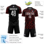 Benutzerdefinierte schwarz weiß-rot abstrakte Netzwerk Splash Sublimation Fußball Uniform Trikot