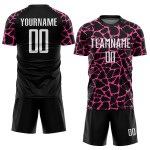 Benutzerdefinierte schwarz weiß-rosa abstrakte Netzwerk Splash Sublimation Fußball Uniform Jersey