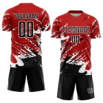 Benutzerdefinierte rot schwarz-weiß abstrakte Fragment Kunst Splash Sublimation Fußball Uniform Jersey