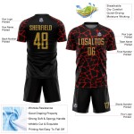 Benutzerdefinierte schwarz alt gold-rot abstrakte Netzwerk Splash Sublimation Fußball Uniform Trikot