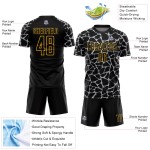Benutzerdefinierte schwarz grau-gold abstrakte Netzwerk Splash Sublimation Fußball Uniform Trikot