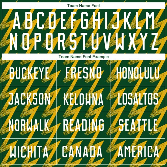 Benutzerdefinierte Kelly Green Weiß-Gold Zickzack Form Sublimation Fußball Uniform Trikot