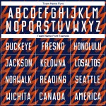 Benutzerdefiniertes Marineblaues, Weiß-Orangefarbenes Sublimations-Fußballtrikot