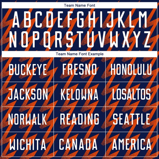 Benutzerdefiniertes Marineblaues, Weiß-Orangefarbenes Sublimations-Fußballtrikot