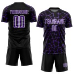 Benutzerdefinierte schwarz lila-weiß abstrakte Netzwerk Splash Sublimation Fußball Uniform Trikot