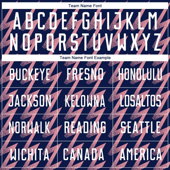 Benutzerdefiniertes Marineblaues, Weiß-Mittelrosa Sublimations-Fußballtrikot in Zickzack-Form