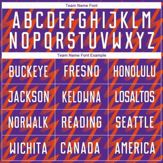 Benutzerdefinierte Lila Weiß-Orange Zickzack Form Sublimation Fußball Uniform Trikot