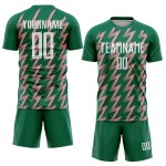Benutzerdefinierte Kelly Grün Weiß-Mittel Rosa Zickzack Form Sublimation Fußball Uniform Trikot