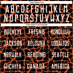 Benutzerdefinierte schwarz weiß-orange abstrakte Netzwerk Splash Sublimation Fußball Uniform Jersey