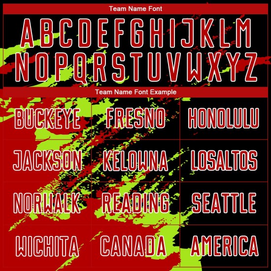 Benutzerdefinierte schwarz rot-neongrün abstrakte Fragment Kunst Splash Sublimation Fußball Uniform Trikot