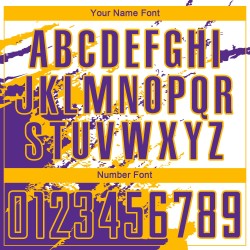 Benutzerdefinierte weiß lila-gold abstrakte Fragment Kunst Splash Sublimation Fußball Uniform Jersey