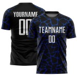 Benutzerdefinierte schwarz weiß-königsblau abstrakte Netzwerk Splash Sublimation Fußball Uniform Trikot