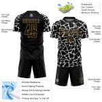 Benutzerdefinierte schwarz weiß-altgold abstrakte Netzwerk Splash Sublimation Fußball Uniform Jersey