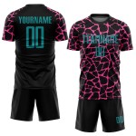 Benutzerdefinierte schwarz blaugrün-rosa abstrakte Netzwerk Splash Sublimation Fußball Uniform Trikot