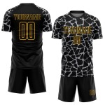 Benutzerdefinierte schwarz grau-gold abstrakte Netzwerk Splash Sublimation Fußball Uniform Trikot