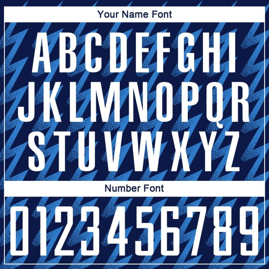 Benutzerdefiniertes Marineblaues, weiß-puderblaues Sublimations-Fußballtrikot in Zickzack-Form