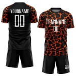Benutzerdefinierte schwarz weiß-orange abstrakte Netzwerk Splash Sublimation Fußball Uniform Jersey