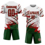 Benutzerdefinierte weiß rot-grün abstrakte Fragment Kunst Splash Sublimation Fußball Uniform Jersey