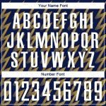 Benutzerdefiniertes Marine-Weiß-Altgold-Sublimations-Fußballtrikot mit Zickzack-Form